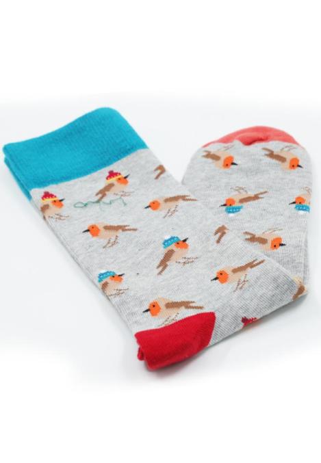 Șosete Bărbătești Organice Fără Cusătură gri cu animati colorate , Engros